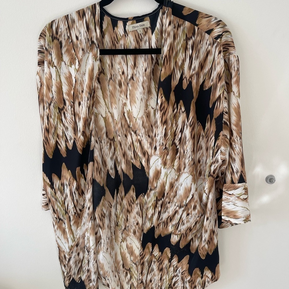 Flynn Skye Brown Printed Kimono